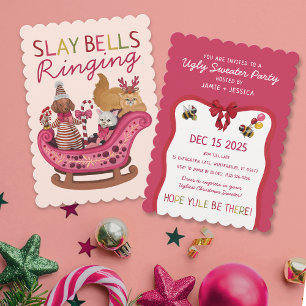Invitation Slay Bells sonnant vilaine fête de Noël