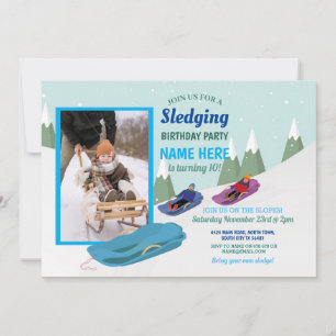 Invitation Sledging Boys Anniversaire Fête Slope Snowboard Ph