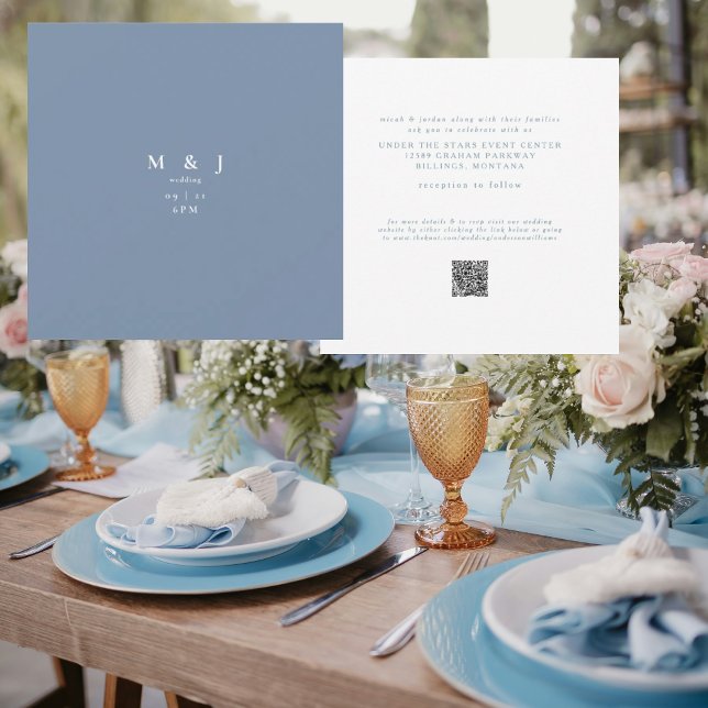 Invitation Sleek & Simple Modern Periwinkle Square Wedding (Créateur téléchargé)