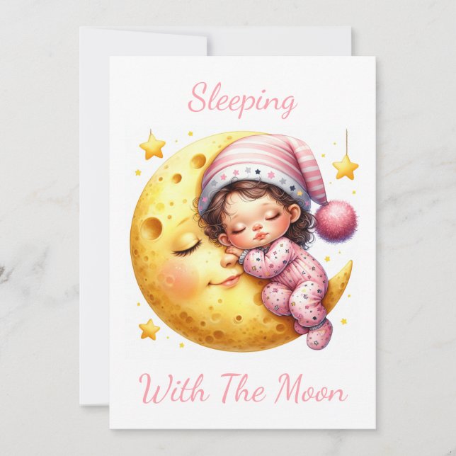 Invitation Sleeping with the Moon Girl's Baby Shower (Devant)