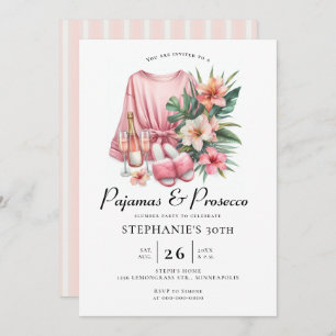 Invitation Sleepover adulte PJ Prosecco Tropical 30e annivers