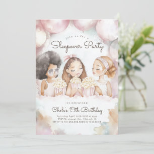 Invitation Sleepover Anniversaire Soirée cinéma Fille anniver