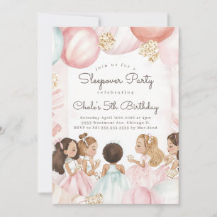 Invitation Sleepover Anniversaire Soirée cinéma Fille anniver