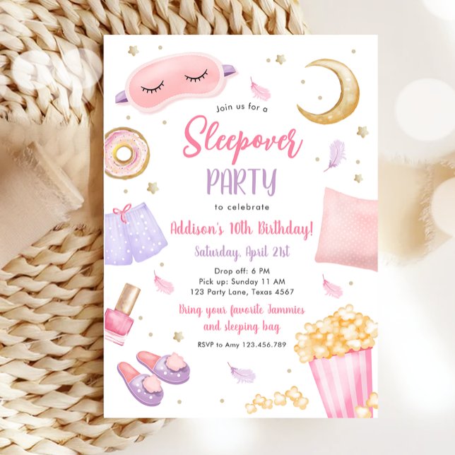 Invitation Sleepover Fête Fille Spa Rose Anniversaire (Créateur téléchargé)