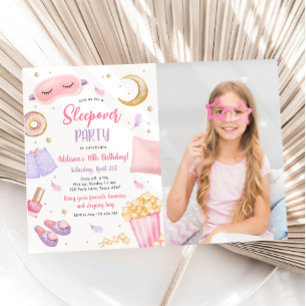 Invitation Sleepover Fille Spa rose Anniversaire Inv