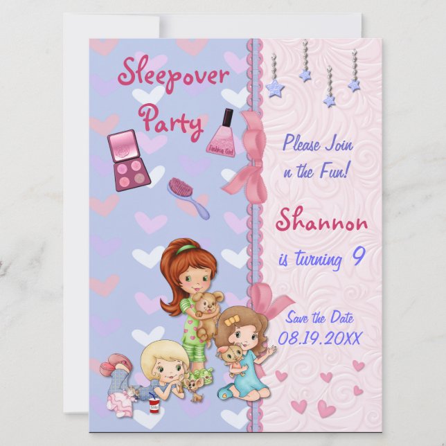 Invitation Sleepover Friends Stwood Anniversaire (Devant)