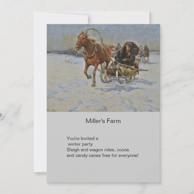 Invitation Sleigh à cheval en Pologne (Devant)