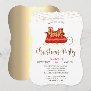 Invitation Sleigh de Noël, Lights Gold Christmas Company