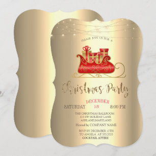 Invitation Sleigh de Noël, String Lights Gold Company