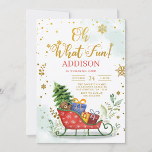 Invitation Sleigh Oh What Fun Winter 1er Anniversaire Invitat