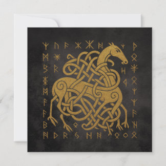 Invitation Sleipnir, Cheval doré nordique avec symbole de run