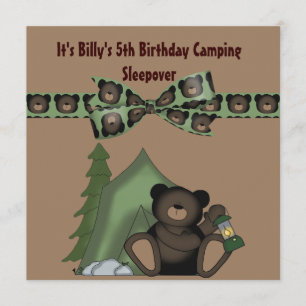 Invitation Slepoing du camp d'anniversaire de l'Ours de Teddy