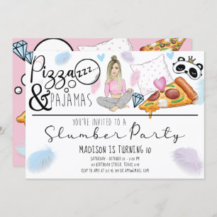 Invitation Slepover Anniversaire Pizza & Pyjamas