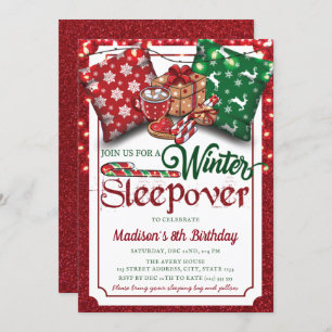 Invitation Slepover d'hiver Fête d'anniversaire Parties scint