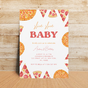 Invitation Slice Baby Genre Neutre Pizza 1er Anniversaire