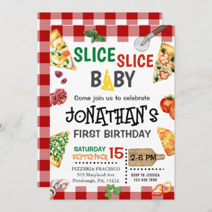 Invitation Slice Baby Pizza Party 1er anniversaire
