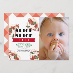 Invitation Slice Baby Pizza Photo 1er anniversaire