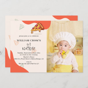 Invitation Slice Baby Slice Pizza Time Photo 1er anniversaire