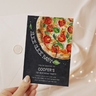 Invitation Slice Slice Baby Pizza moderne 1er anniversaire