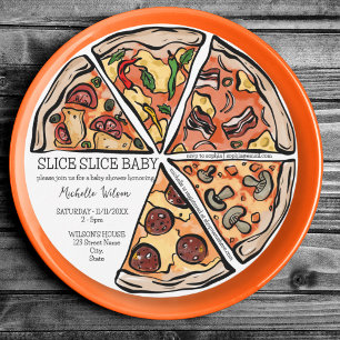 Invitation Slice Slice Baby Rustic Pizza Genre Neutre