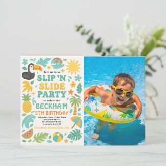 Invitation Slide de Slide de Boy Tropical Slip ’N’ Photo de f