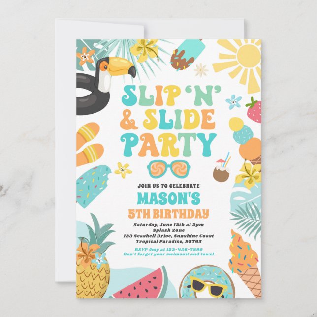 Invitation Slide 'n' Slide Splash Pad Summer Anniversday Part (Devant)