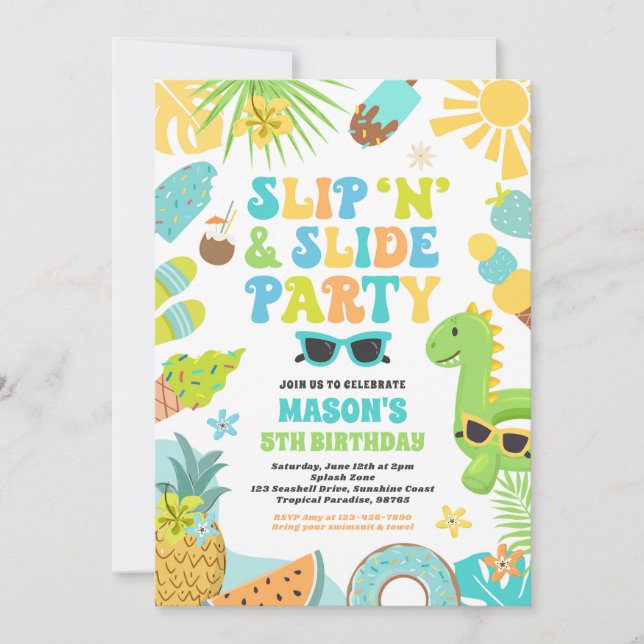 Invitation Slide 'n' Slide Splash Pad Summer Anniversday Part (Devant)