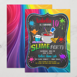 Invitation Slim Time Primaire arc-en-ciel fête d'anniversaire