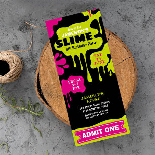 Invitation Slime anniversaire ticket de fête admettre une inv