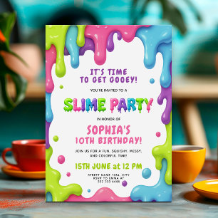 Invitation Slime fête Anniversaire Bassin coloré Gooey Design