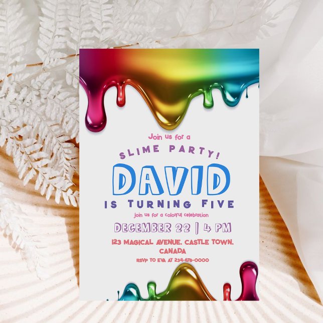 Invitation Slime Party Ranbow Slime Anniversaire (Créateur téléchargé)