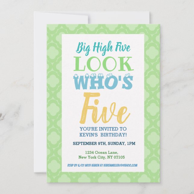 Invitation Slogans d'invitation du 5e anniversaire (Devant)