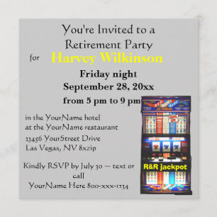 Invitation Slot Machine Casino Theme Retirement Party