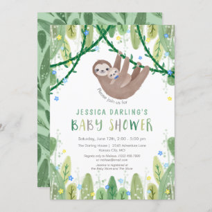 Invitation Sloth Baby Boy Bow Cravate douche Jungle Thème