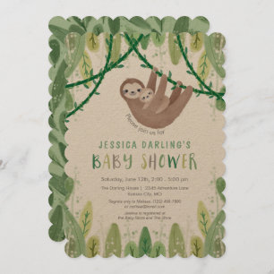Invitation Sloth Baby Boy Douche Jungle Thème