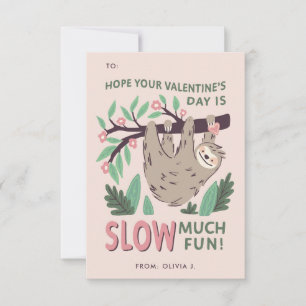 Invitation Sloth Classroom Valentine's Exchange Card