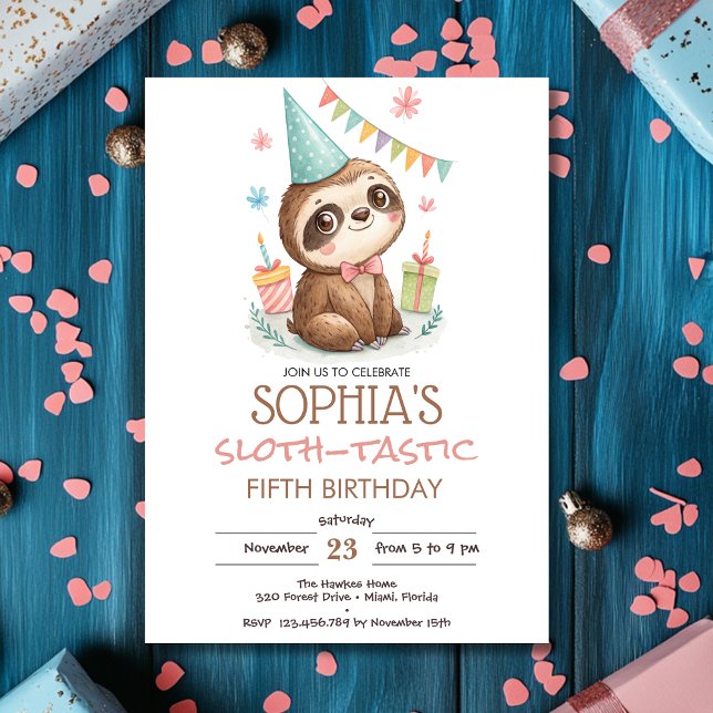 Invitation Sloth sloth-tastic kids birthday (Créateur téléchargé)