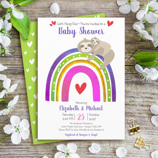 Invitation Slots Boho Rainbow Baby shower Moderne Cute Sweet (Créateur téléchargé)