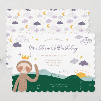 Invitation Slumberkins Sloth Birthday Party