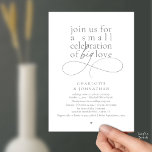 Invitation Small Celebration of Big Love, Elegant Minimalist<br><div class="desc">Celebrate your love story with this elegant minimalist wedding invitation, designed with a refined serif font paired with delicate handwritten script. Perfect for couples who love modern romance, soft neutrals, and timeless typography. This invitation is ideal for intimate weddings, backyard celebrations, garden ceremonies, or modern elopements. The clean layout and...</div>
