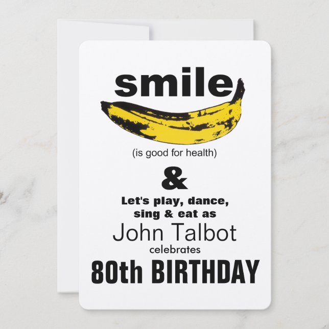 Invitation Smile est bon pour la santé 80e anniversaire fête  (Devant)