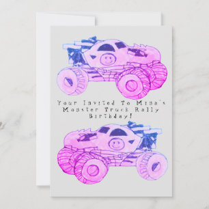 Invitation Smile Monster Truck Rally Anniversaire