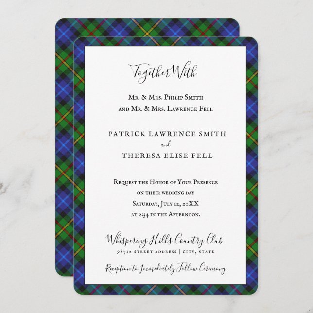 Invitation Smith Clan Tartan Scottish Plaid (Devant / Derrière)