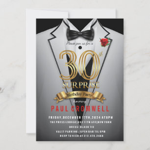 Invitation smoking pour 30e anniversaire surprise