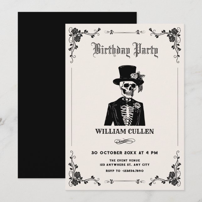 Invitation Smoking tête de mort  (Devant / Derrière)