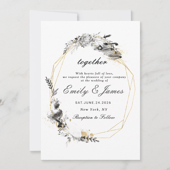 Invitation Smoky Frame or chic mariage (Devant)