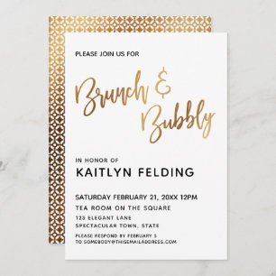 Invitation Smooth Gold Ombre Brunch & Bubbly Typographie