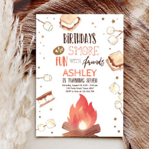 Invitation S'more Bonfire Smore Amusants Amis Camping Anniver