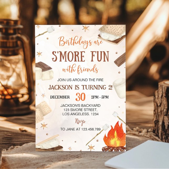 Invitation S'more Campfire Smore Amoureux Camping Anniversair (Créateur téléchargé)