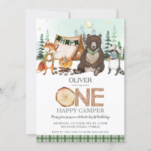 Invitation S'more Camping Bonfire Woodland One Happy Camper